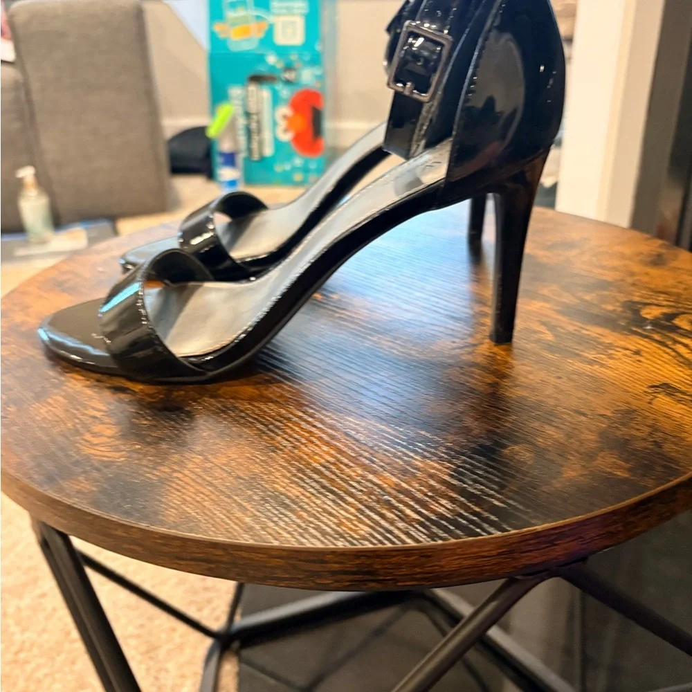 Worthington Black Patent Ankle-Strap Heels